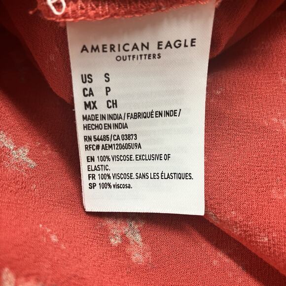 American Eagle Y2K Lace Up Floral Print Ruffle Mini Sun Dress Red Size S Cottage - Picture 11 of 12